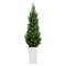 56" UV Resistant Artificial Cedar Tree in White Tower Planter (Indoor/Outdoor)